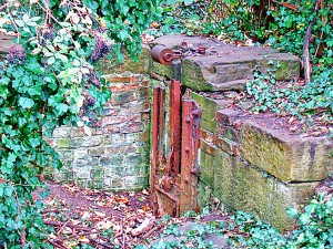 Rusting equipment on the old lock chamber just outside New Earswick